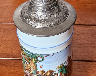 ヴィンテージキングドイツビールジョッキ3個セット｜ピューター蓋タン