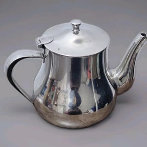Vintage Retro Stainless steel teapot or coffee pot with handle and fixed lid