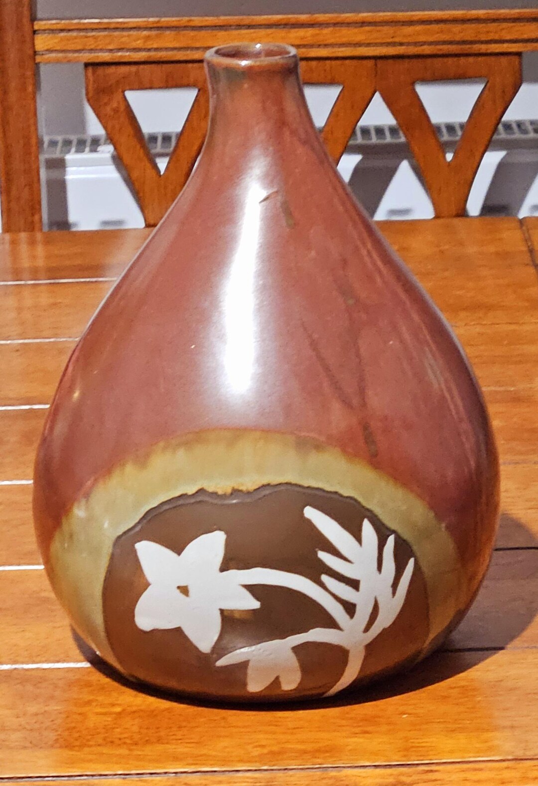 Vintage Hand Thrown Studio Pottery Vase | Large Brown Bottle Vase With ...