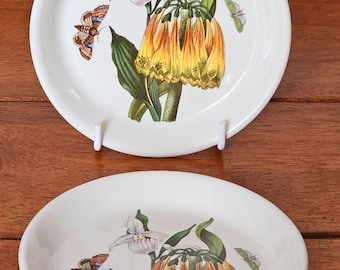 Vintage 1970s Portmeirion Botanic Garden Coasters, Floral Ceramic Pin Dishes X2