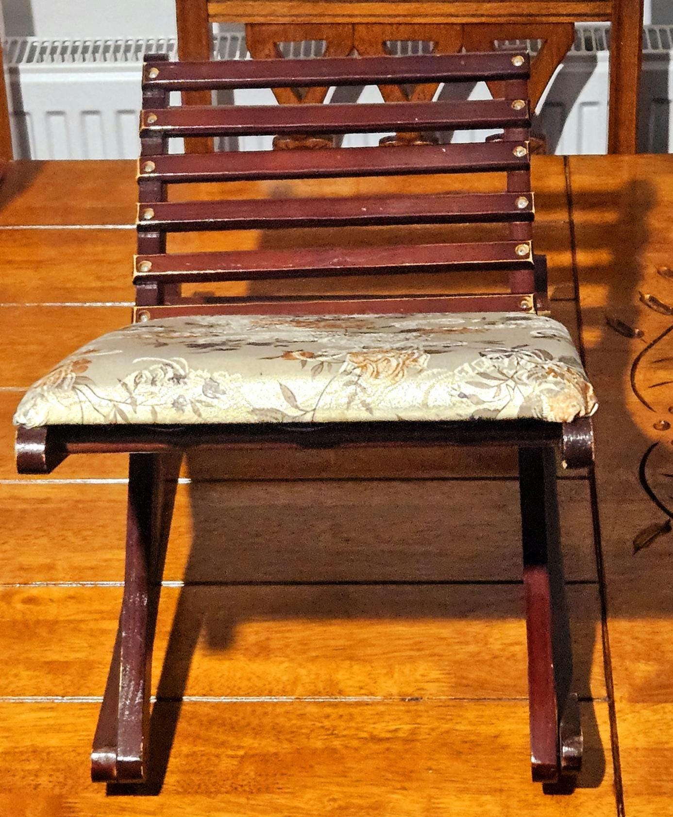 Slef Step Rocker Stool Vintage French Rocking Footstool • Self Adjusting Wooden Footrest ...