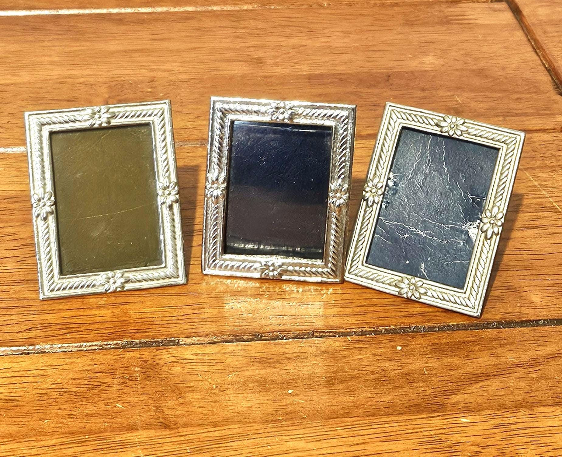 Set of 3 Miniature Victorian Style Silver Plated Picture Frames