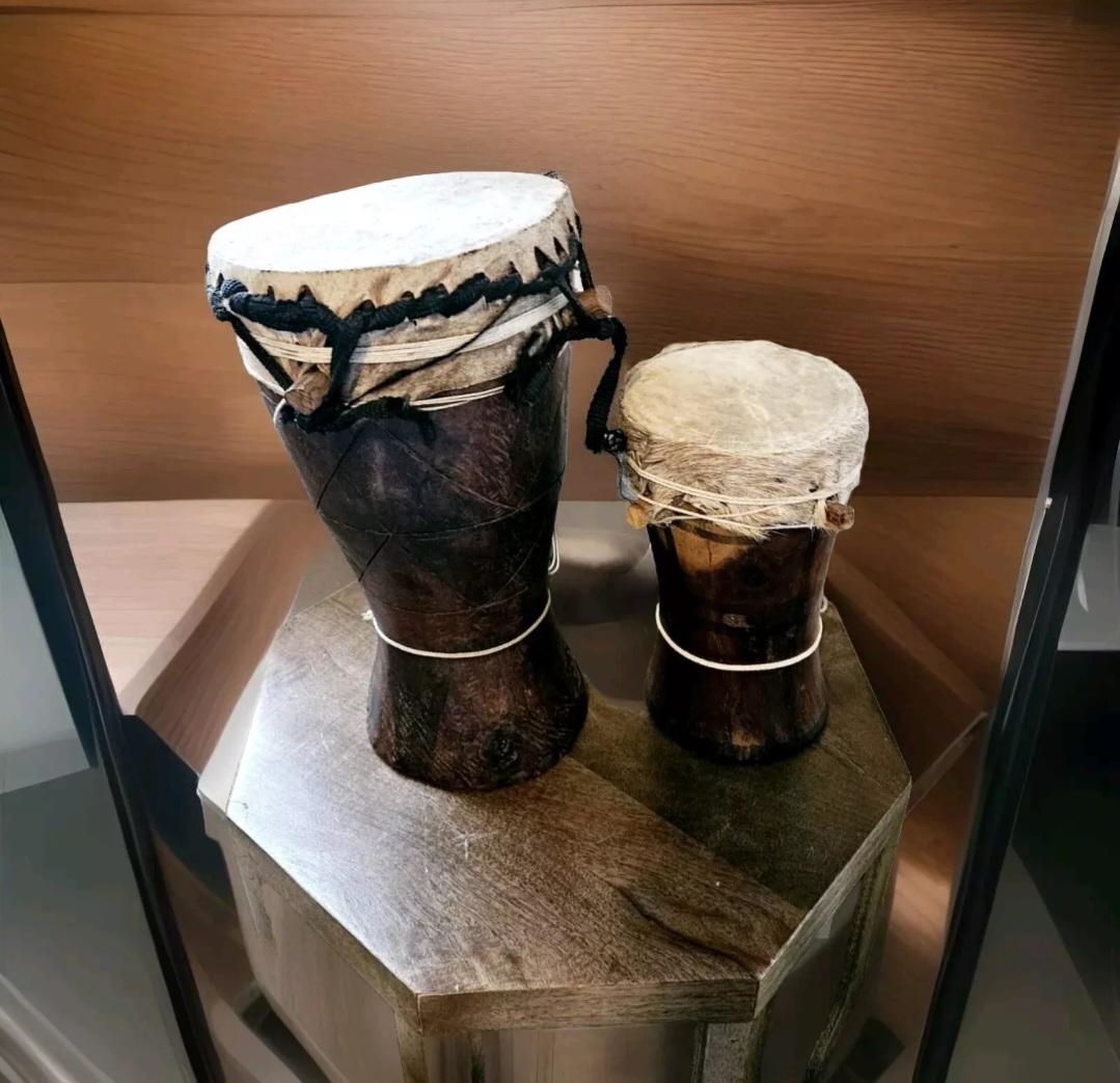 Vintage Hand Carved African Djembe Drums: Wooden Percussion Set - Etsy