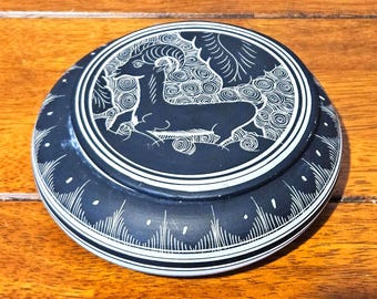 Portagioie vintage a forma di cervo con coperchio – Ceramica artigianale Moses Pottery Cyprus, firmata