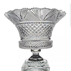 Antique 19th Century Anglo-Irish Cut Crystal Footed Pedestral Large Centrepiece Bowl Waterford Style