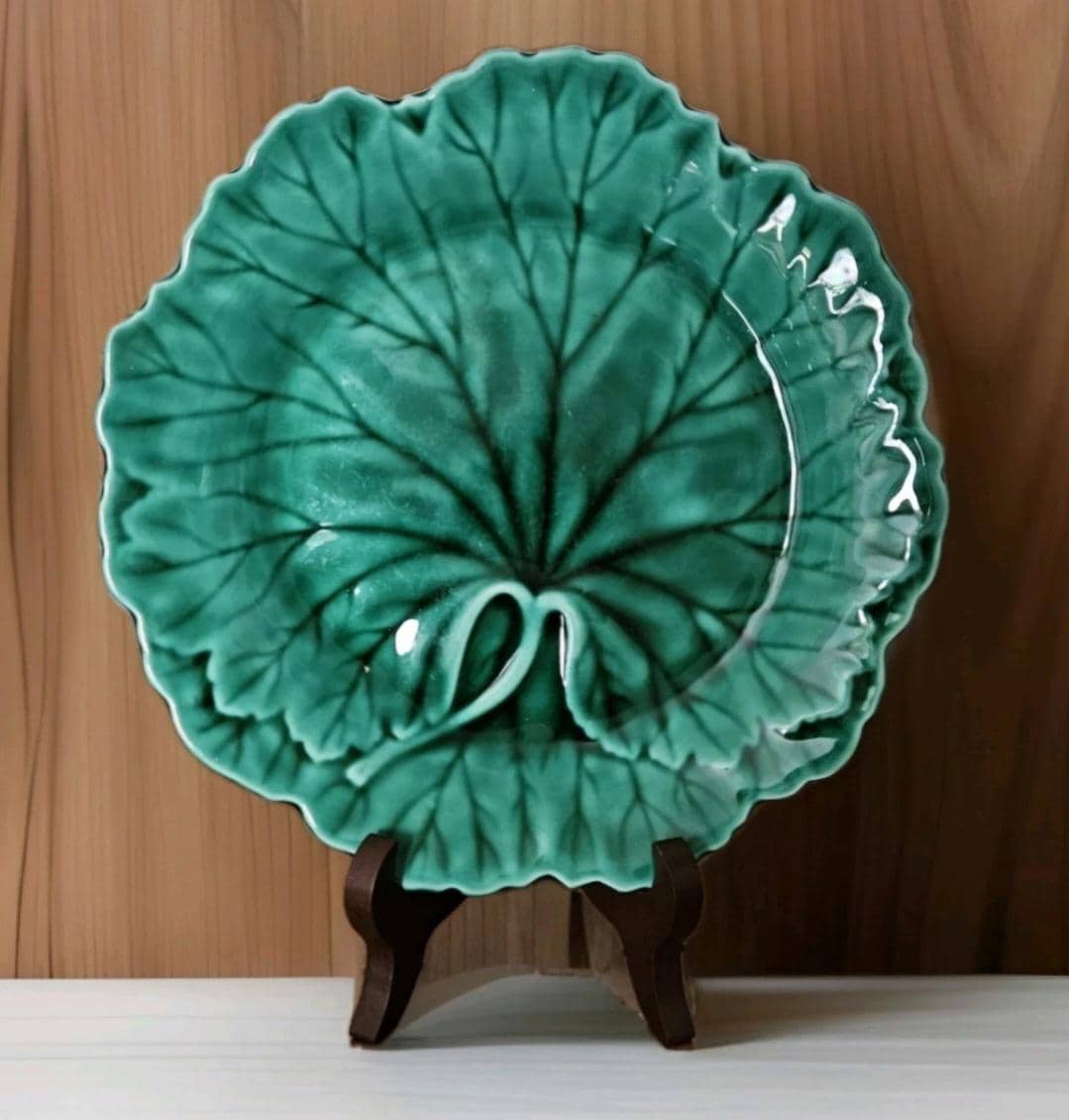 フランス製ヴィンテージ コキーユ（貝殻）型　2台セット Antique Wedgwood Majolica Etruria Barlaston Cabbage Leaf Plate