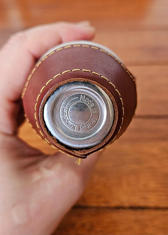 Vintage Leather Hunter Hip Flask 8oz Stainless Steel 4 Nesting