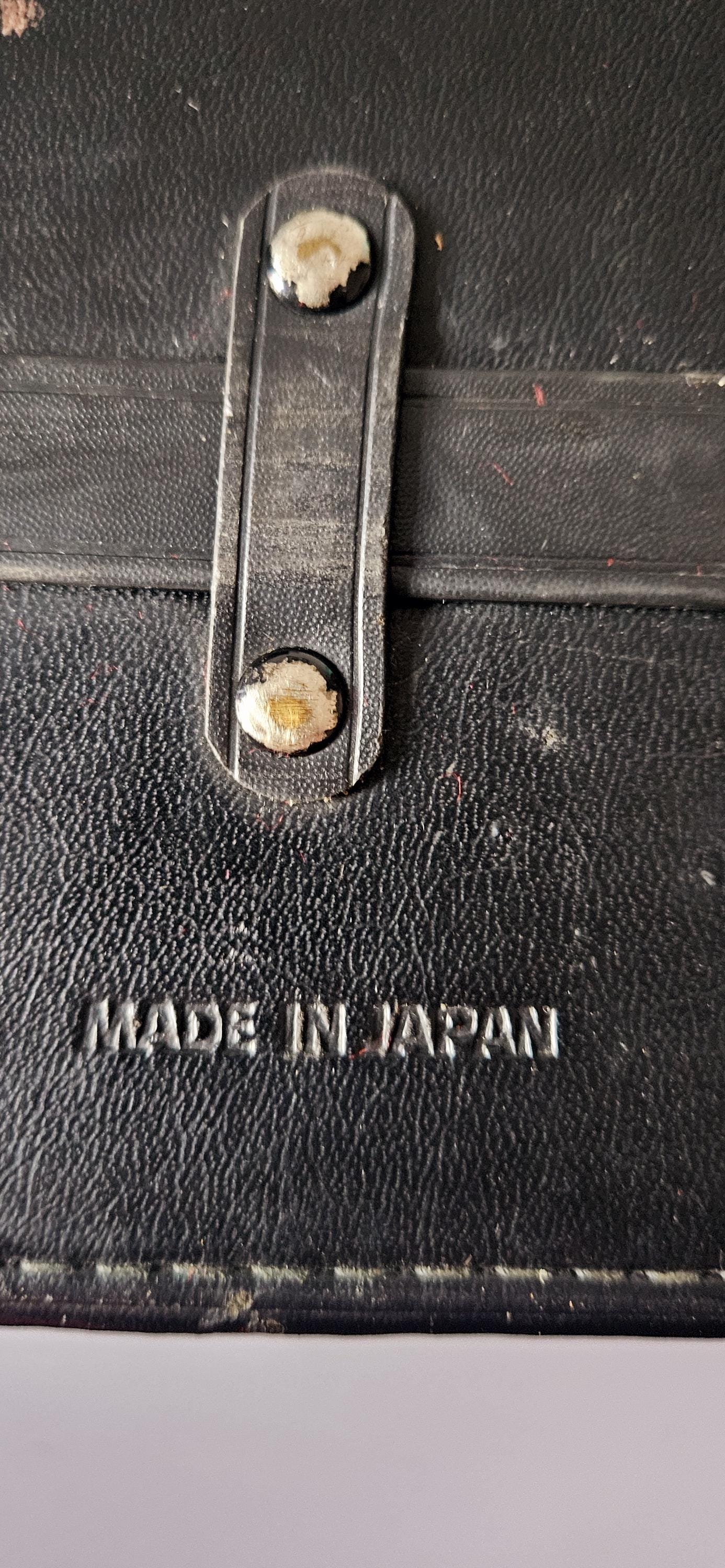 Vintage 60s Black Leather Camera Bag: Hard Case With Red Lining