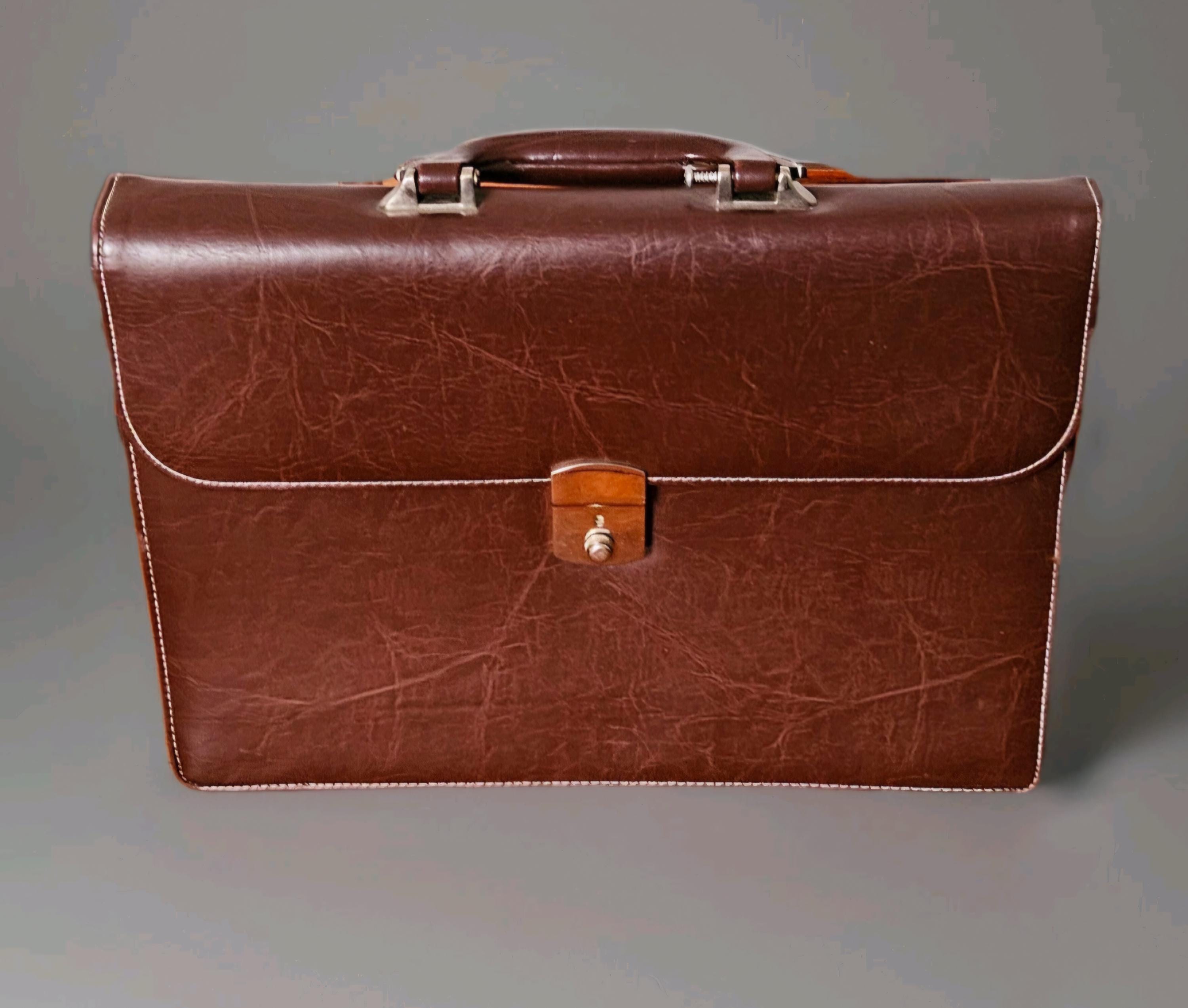 Vintage Men's Briefcase Document Organiser Laptop Case /bag With Key ...