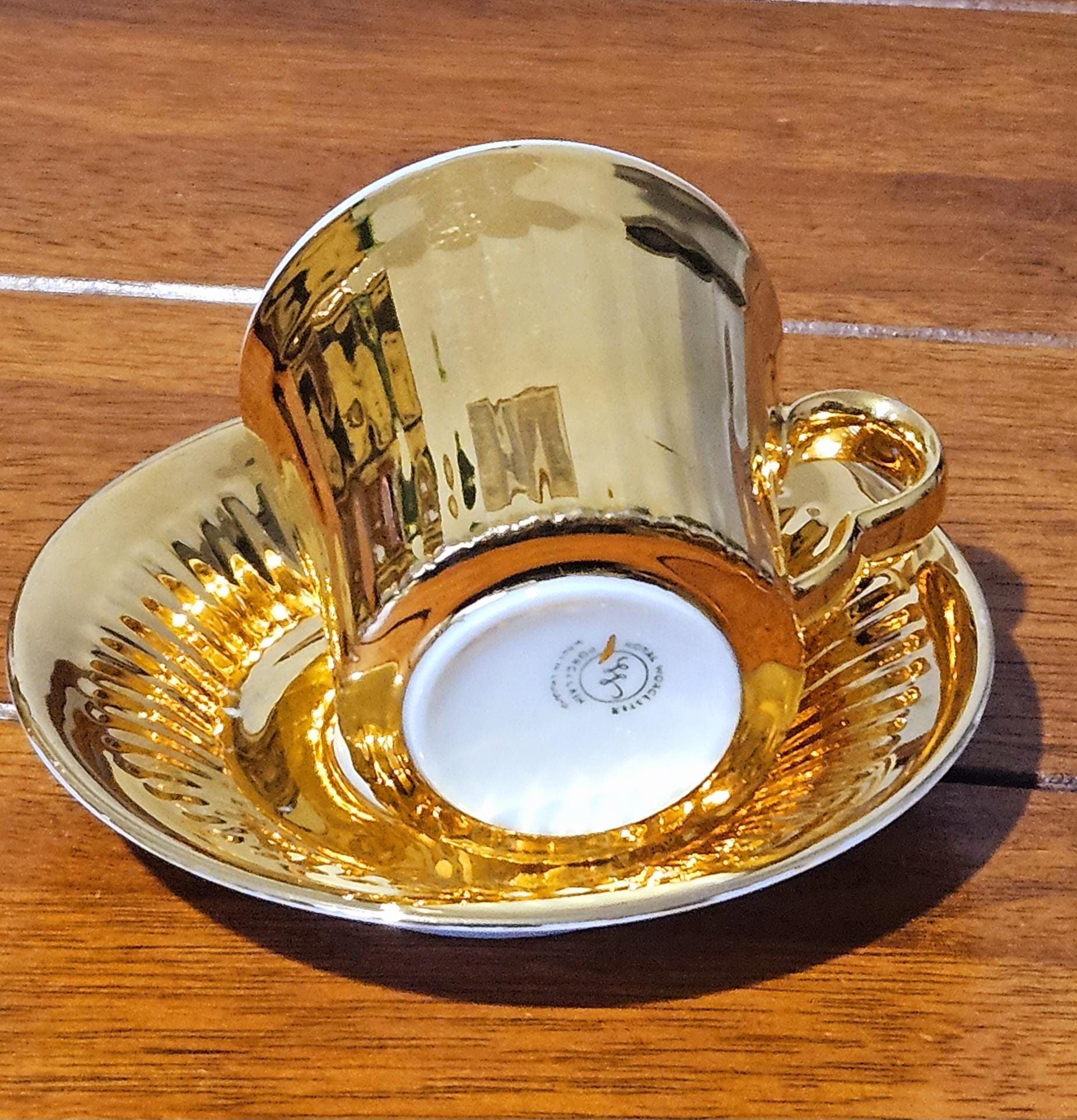 Vintage Royal Worcester Gold Lustre Fluted Tea Coffee Set • 14