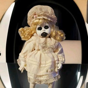 Muñeca de porcelana vintage espeluznante: accesorio de decoración gótica de Halloween
