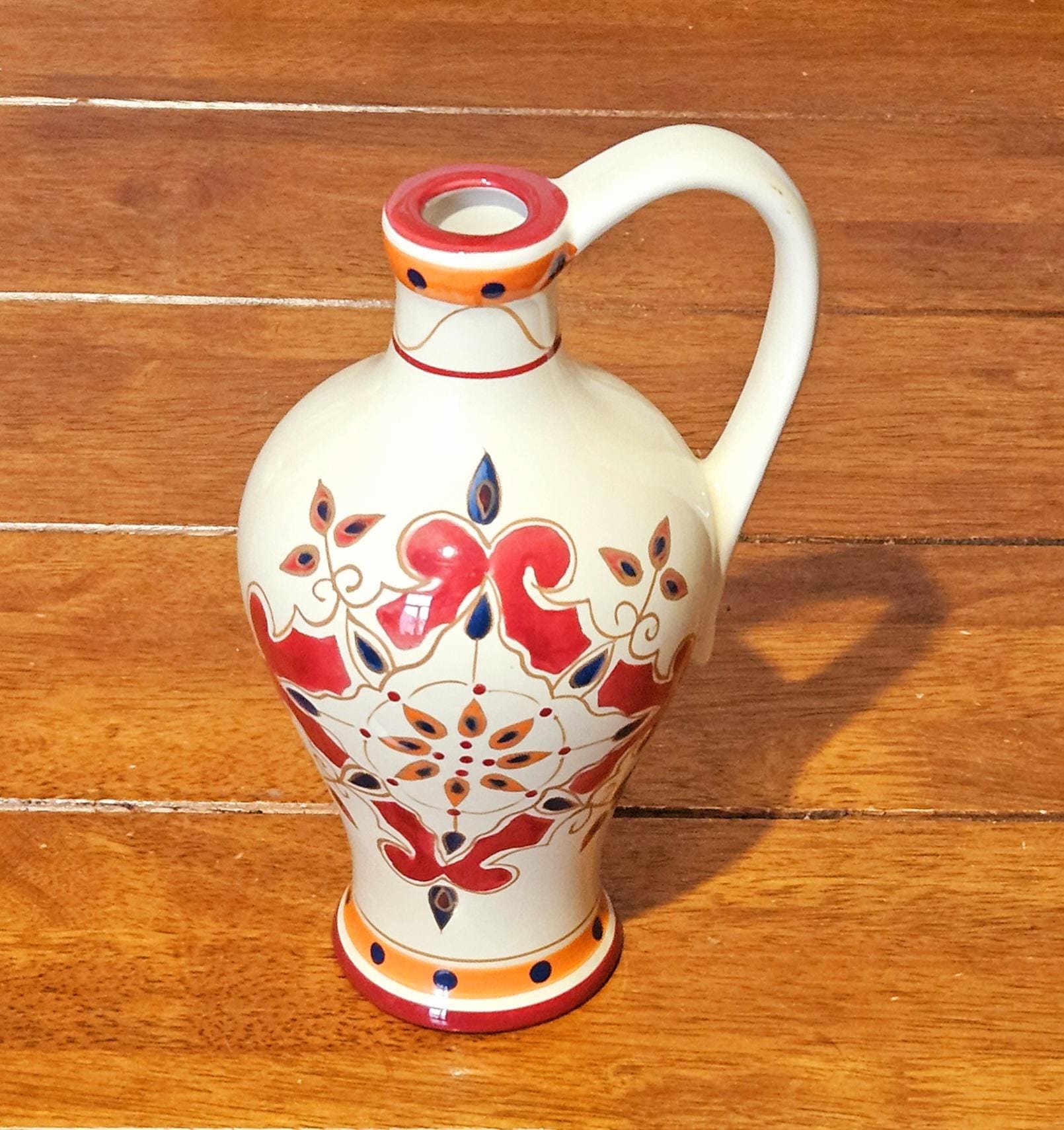PIER 1 Vallarta Hand-painted Earthenware Cruet: Oil, Vinegar, Vase