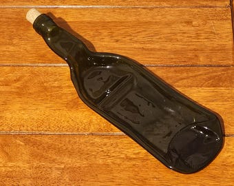 Melted Wine Bottle Appetizer Dish, Recycled Glass Spoon Rest, Upcycled Wine Bottle Serving Tray, Rustic Kitchen Decor, Hostess Gift