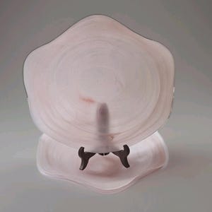 3 Vintage Made In  Italy Hand Blown Frosted Glass Ruffled Rainbow Bowls /Dishes Centrepiece Large Pink Decorative Bowls