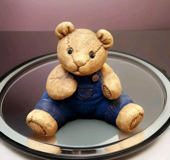 Set of 3 Stiched Brothers Vintage Hand Painted Ceramic Teddy Bears