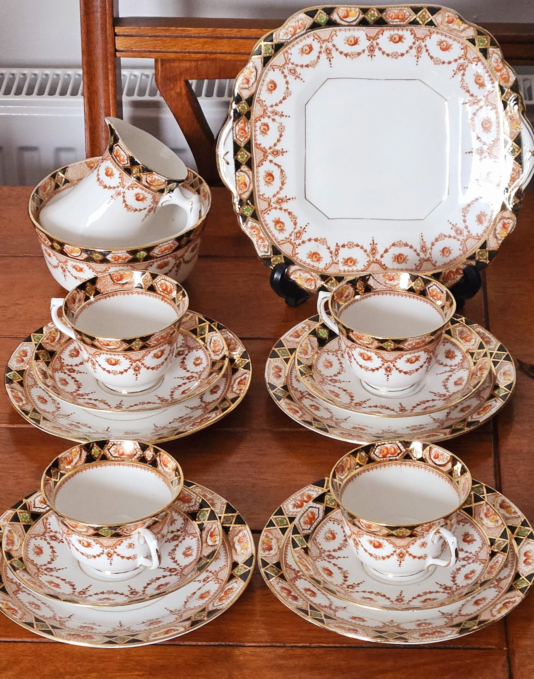 Antique Thames Crown YSY 4234 Bone China Imari Trio Set Tea Cup