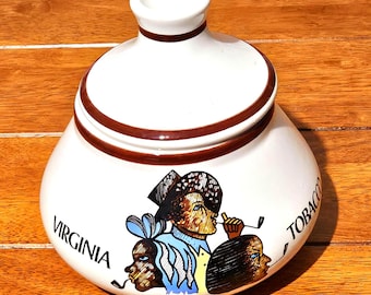 Vintage Ceramic and Brass Royal Goedewaagen Holland Handpainted Maryland Tobacco  Jar With Lid