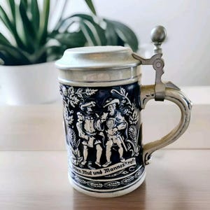 Vintage Beer Stein With Pewter Lid Germany Cobalt Blue - Etsy 日本