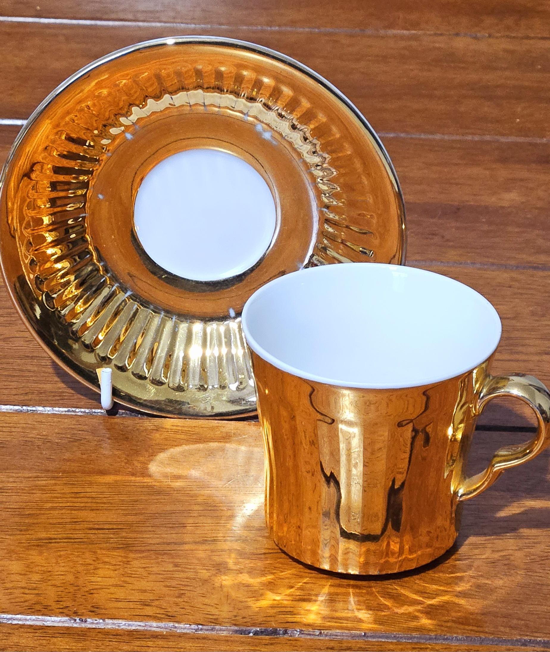 Vintage Royal Worcester Gold Lustre Fluted Tea Coffee Set • 14