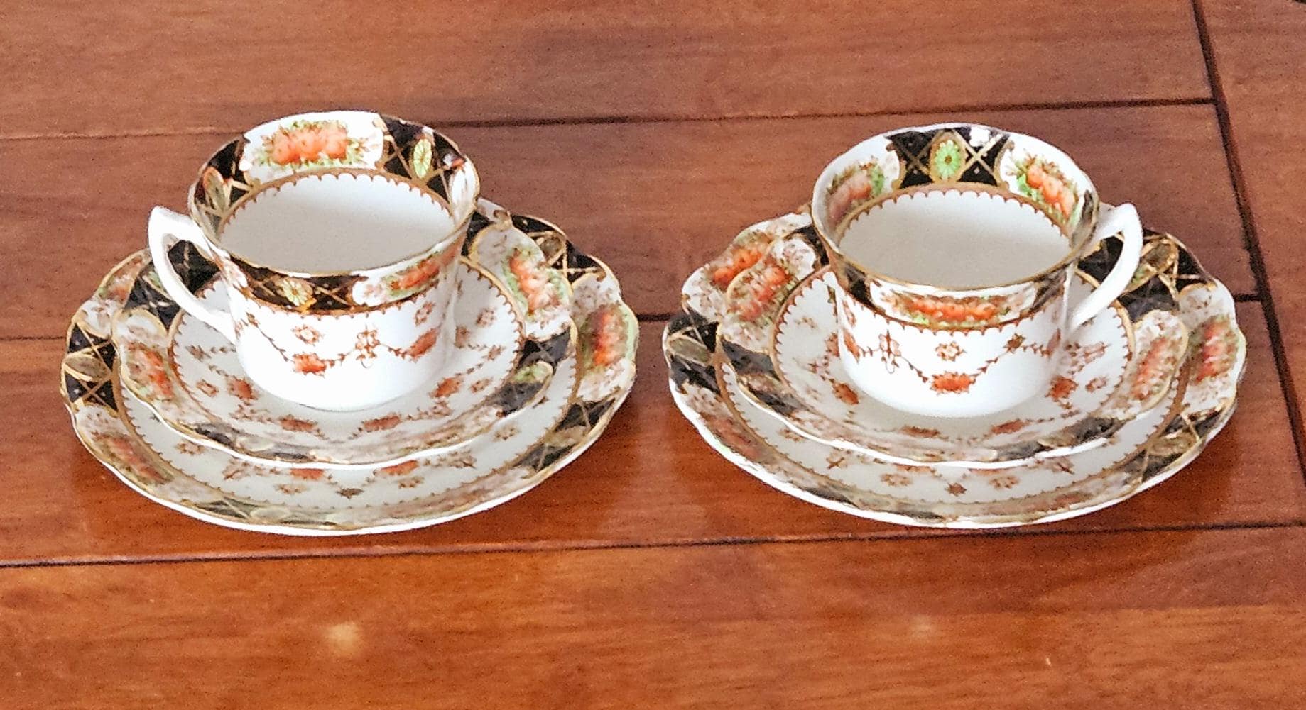 Antique Imari China Tea Set Trio: Wellington Bone China, J.H.C.