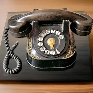 Vintage Bakelite Bell Rotary Telephone  MFG company, C 1956; Phone Model RTT-56 A