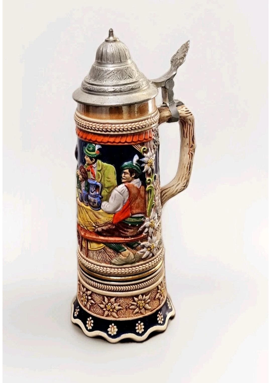 Vintage 60s German Musical Ceramic Beer Stein With Pewter Lid