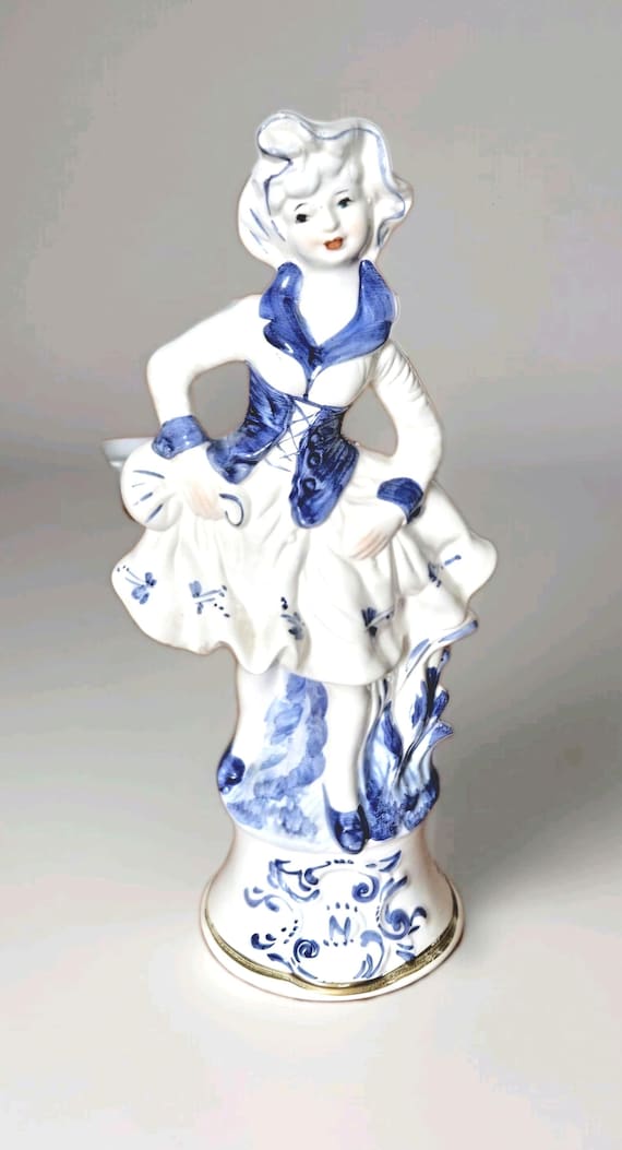 Vintage Large Capodimonte Baroque Style Porcelain Blue & White