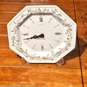 Vintage Johnson Bros Eternal Beau Wall Clock Octagonal Plate Pendulum England Floral China Kitchen Decor