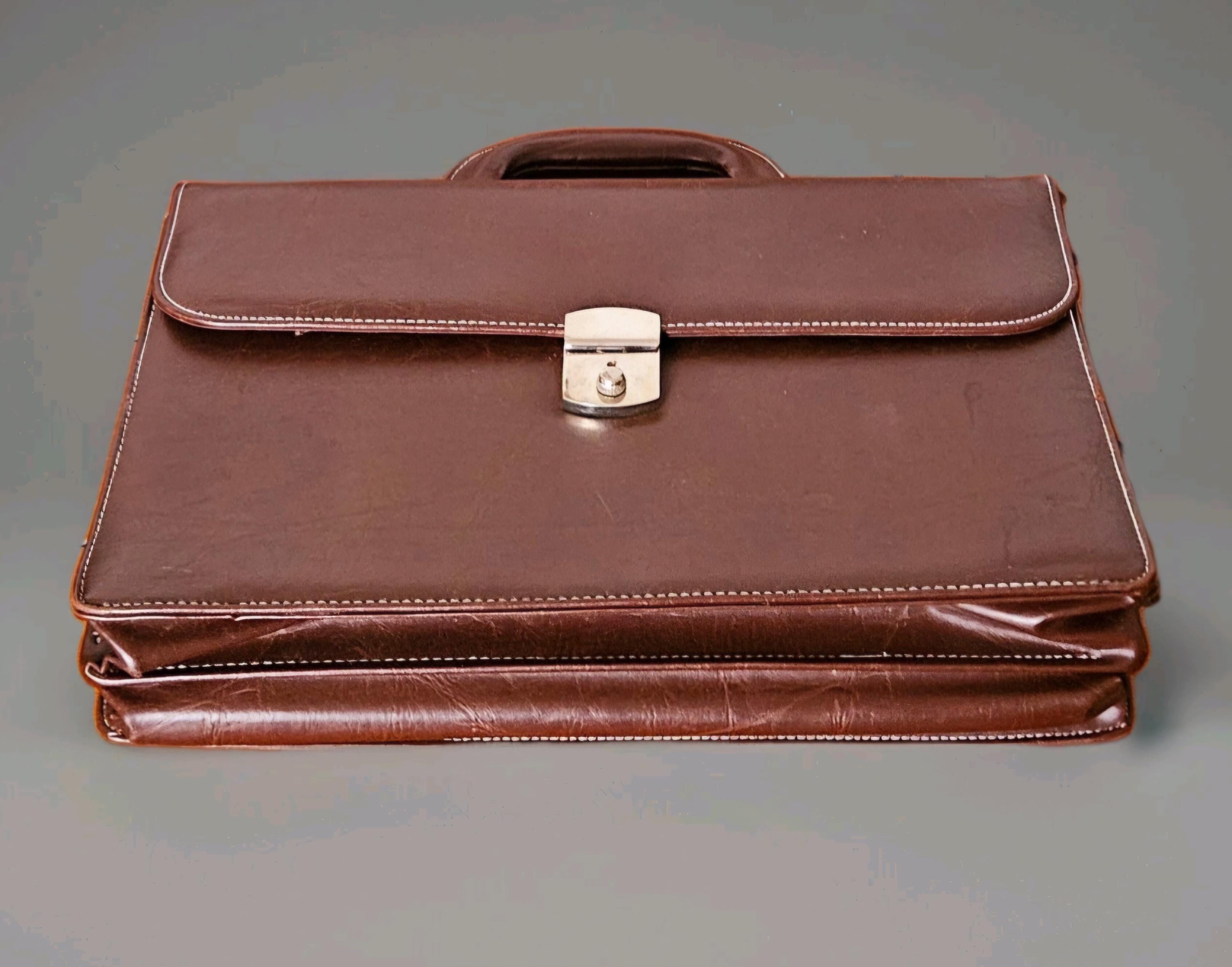 Vintage Men's Briefcase Document Organiser Laptop Case /bag With Key ...