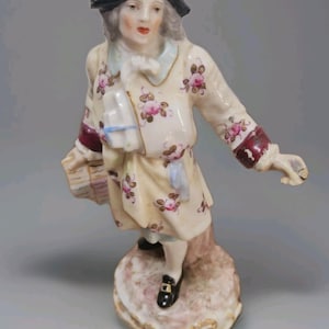 Victorian Dresden Porcelain Town Crier Figurine: Hand-Painted Sitzendorf Collectible