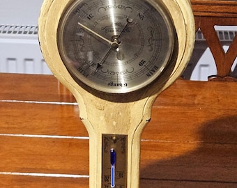 Vintage Westminster Wood Wall Barometer & Thermometer • Made in England • Weather Station • Mid Century Wooden Wall Decor