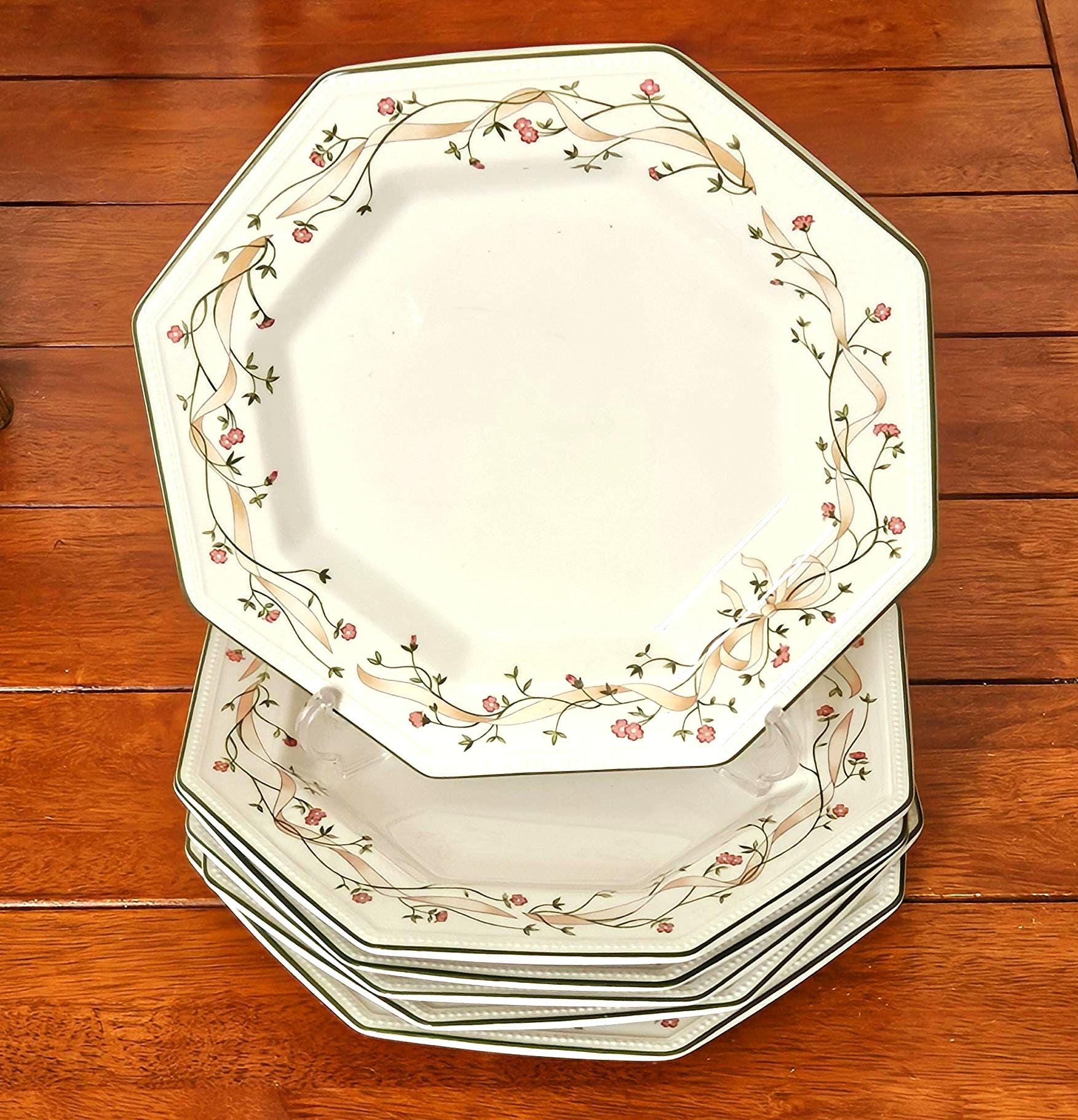 Johnson Brothers Eternal Beau Dinner Plates Octagonal Floral