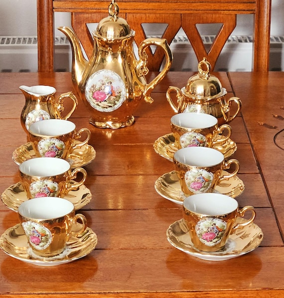 Kyne Gold Ceramic Tray＆Mug その他 kyne Gold Ceramic Tray & Mug Set ONAIR Gold Lustre Bavaria