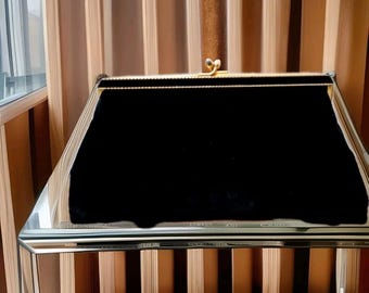 Art Deco Black Velvet Evening  Opera Cluch Little  Black Dress Clutch
