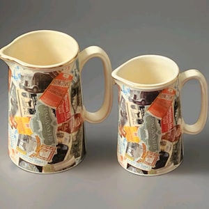 Vintage Pair of Ringtons Advertising Jugs or Piitchers  made by Wade Ceramics 14.5 Cm & 12 Cm