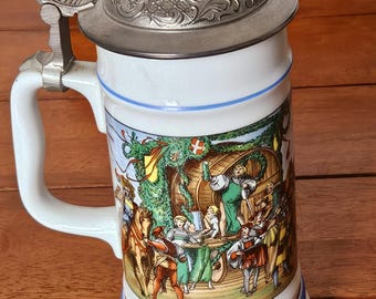 ヴィンテージキングドイツビールジョッキ3個セット｜ピューター蓋タン