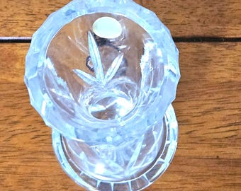 BOHEMIA ガラス ボンボニエール 24%PbO Vintage Bohemia Crystal 24% Pbo Hand Cut Glass Bud Vase, Made in