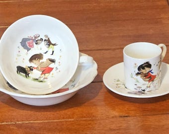 Ainsley BAA BLACK SHEEP Arklow Child Cup Saucer Soup Bowl Bowl Nursery Rhyme