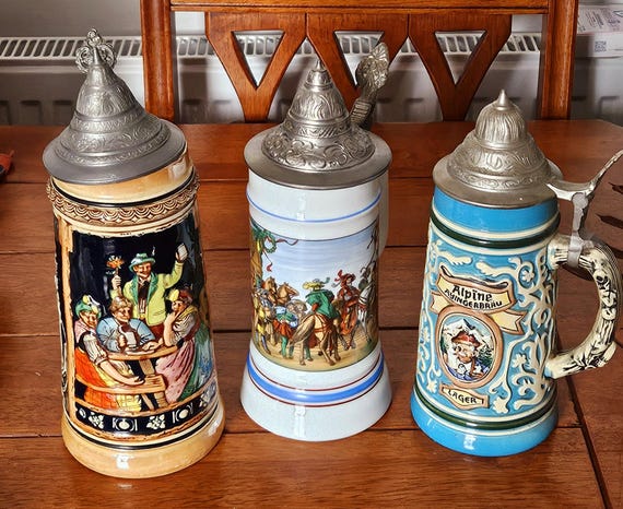 ドイツの民俗画 陶器ジョッキ 4個セット