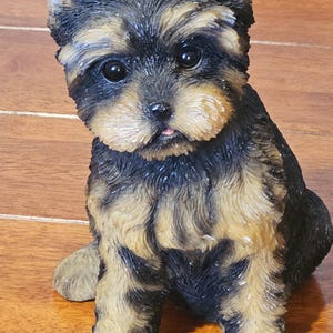 Vintage Yorkshire Terrier Dog Ornament • Lifelike Yorkie Figurine • “Walkies” Collectible Dog Decor