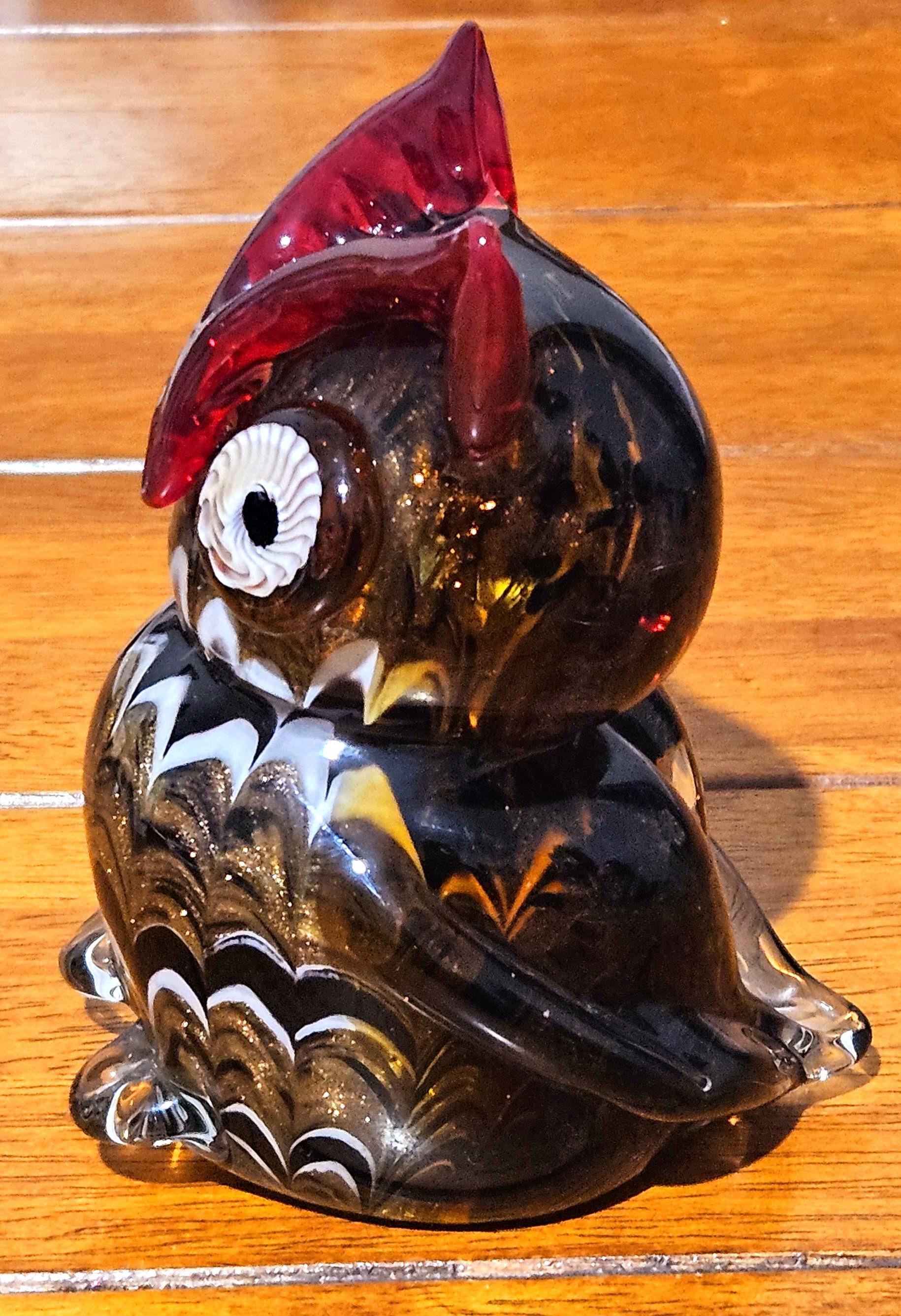ムラーノガラス製赤いフクロウの置物 ヴィンテージ 1980年代 手吹き