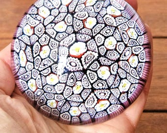 Vintage Murano Millefiori Glass Paperweight ALT Vetreria Artistica Italy 1970