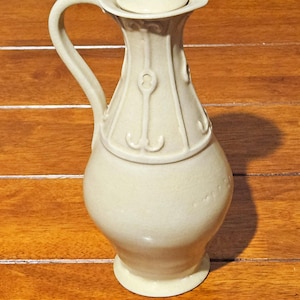 Vintage Judy Caplin Studio Pottery Pitcher Vase, Hand Thrown Stoneware, Signed 1992