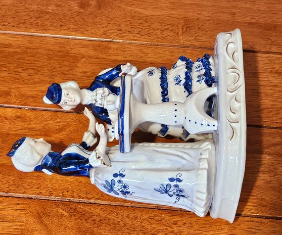 刺青彫師と遊女　置物　陶器　　アンティーク Leonardo Collection by Uniart Taiwan Vintage Porcelain Two Ladies