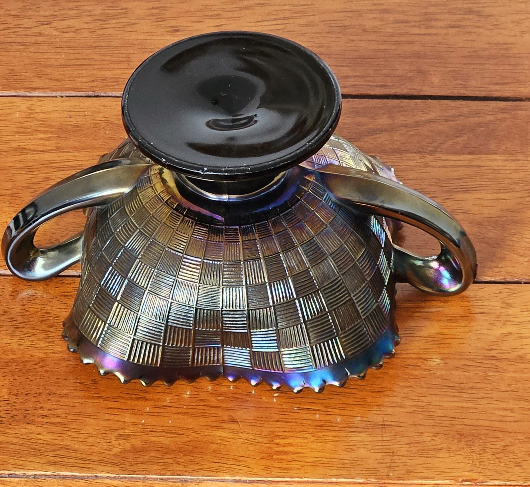 貴重！70's〜アリゾナ州　ネイティブアメリカングラス　USAヴィンテージ食器 Vintage Northwood Amethyst Carnival Glass Bon Bon Dish • Fruits