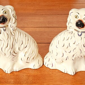 Vintage G&B Ward Handpainted Welsh Studio Pottery Spaniel Wally Dog Figures King Charles Spaniel Hearth Pair