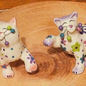 Rare Amy Lacombe Whimsiclay Cat Figurines 12cm X 12.5cm Jenna