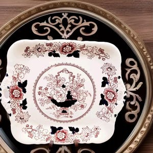 Vintage Mason&#39;s Ironstone Brocade Carl Forslund Handled Cake Plate England
