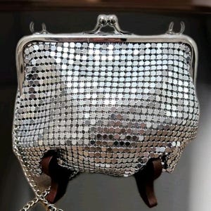 Antike Art Deco 1920 Silber Mesh Schulter Geldbörse Tasche Hochzeit Abendtasche