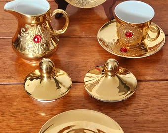 Antique L.R. Bavaria 24K Gold Porcelain Tea Coffee Set | German Vintage ...
